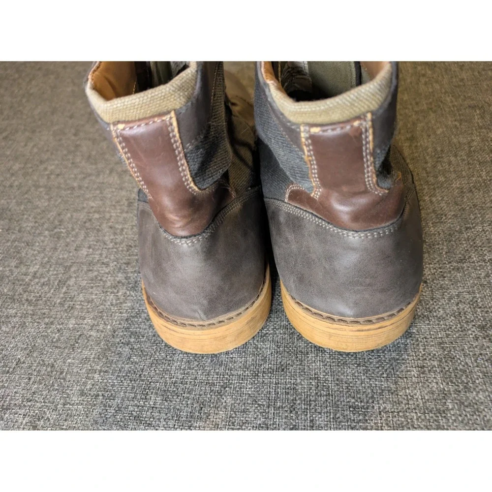 Sonoma Men's Size 13 Mountrock Grey Leather Canvas Side Zip Outdoor Boots Used